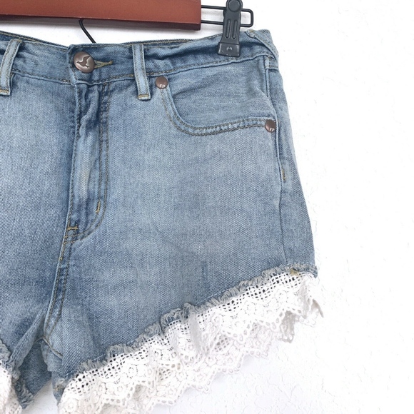Free People Lacey Crochet Denim Shorts - Picture 4 of 8